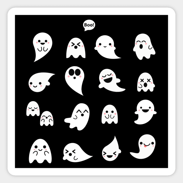 Hydro Flask sticker - Halloween funny cute kawaii sad spooky ghost | Sticker pack set Magnet by Vane22april